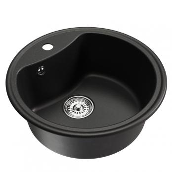 Мойкa ML-GM09 КОМФОРТ круглая, ультра-черная  (344), 510 мм (глуб. чаши 190)