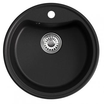 Мойкa ML-GM09 КОМФОРТ круглая, ультра-черная  (344), 510 мм (глуб. чаши 190)
