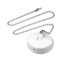 Пробка для ванны белая с латунной цепочкой 50см + держатель ПП (ТЭП)