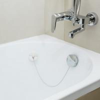 Пробка для ванны белая с металл. цепочкой 50см + держатель ПП (ТЭП)