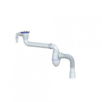 Сифон 1 1/2 AC10V со смещением, с носиком, с гофрой 40*40/50 UNICORN