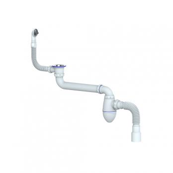 Сифон 1 1/2 AC23 со смещением, круглый перелив, с гофрой 40*40/50 UNICORN