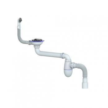 Сифон 3 1/2 BC23 со смещением, круглый перелив, с гофрой 40*40/50 UNICORN