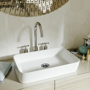 Раковина накладная на столешницу WAVE City 550*390*120 ш*г*в без перелива,белый,прямоуг