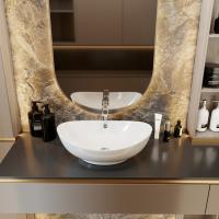 Раковина накладная на столешницу WAVE Star 590*390*195 ш*г*в с переливом,белый,овал