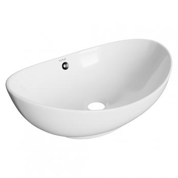 Раковина накладная на столешницу WAVE Star 590*390*195 ш*г*в с переливом,белый,овал