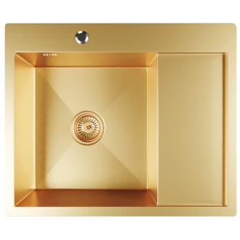 Мойка настол.монтаж 60х50 (3,0) лев. вып 3 1/2  MIXLINE PRO 20см с сифоном (золото)