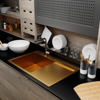 Мойка настол.монтаж 78х50 (3,0) лев. вып 3 1/2  MIXLINE PRO 20см с сифоном (золото)