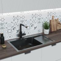 Мойка настол.монтаж 78х50 (3,0) лев. вып 3 1/2  MIXLINE PRO с ФАСКОЙ 20см с сифоном (черный графит)