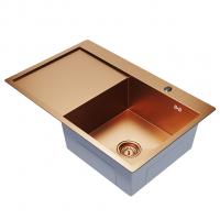 Мойка настол.монтаж 78х50 (3,0) прав. вып 3 1/2  MIXLINE PRO 20см с сифоном (бронза)