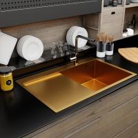 Мойка настол.монтаж 78х50 (3,0) прав. вып 3 1/2  MIXLINE PRO 20см с сифоном (золото)