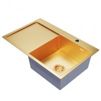 Мойка настол.монтаж 78х50 (3,0) прав. вып 3 1/2  MIXLINE PRO 20см с сифоном (золото)