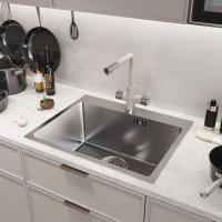 Мойка настол.монтаж 53х43 (3,0) вып 3 1/2  MIXLINE PRO 22см с сифоном (сатин НАНО декор)