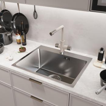 Мойка настол.монтаж 53х43 (3,0) вып 3 1/2  MIXLINE PRO 22см с сифоном (сатин НАНО декор)