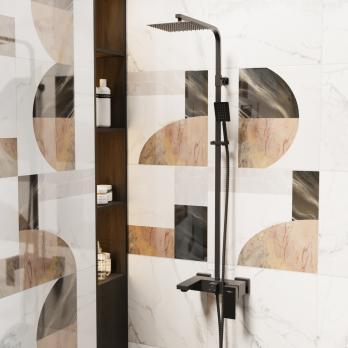 Душевая система 35к MIXLINE ML2417 излив лейка 3 позиции +лейка "Тропический душ" ЧЕРНЫЙ