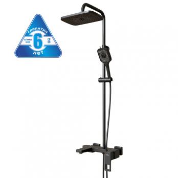 Душевая система 35к MIXLINE ML34-06 "Solo Black" излив лейка 3 поз.+лейка"Тропический душ" ЧЕРНЫЙ
