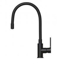 Смеситель для кухни 35k MIXLINE ML23-097 "Round Black" гибкий излив боковая ручка ЧЕРНЫЙ