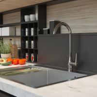 Смеситель для кухни 35k MIXLINE ML29-032 "Comfort" высокий излив боковая ручка