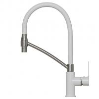 Смеситель для кухни 35k MIXLINE ML33-108 "City White" гибкий излив с фикс. бок.ручка БЕЛЫЙ/ХРОМ