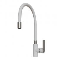 Смеситель для кухни 35к MIXLINE ML33-098 "City White" гибкий излив, б/отв, боковая ручка БЕЛЫЙ/ХРОМ