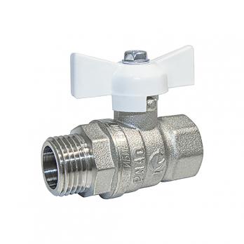 Кран шаровой 1/2'' вн/нар бабочка БЕЛАЯ 11б27п1 Стандарт 231 ГАЛЛОП никель PN40