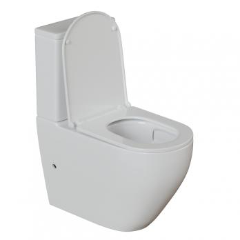 Унитаз-компакт безободковый WAVE NEO Tornado1.0, гор,ниж,2-кн.арм,сид.дюропл,м/л,быстр,БЕЛЫЙ глянец