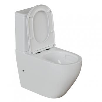 Унитаз-компакт безободковый WAVE NEO Tornado1.0, гор,ниж,2-кн.арм,сид.дюропл,м/л,быстр,БЕЛЫЙ глянец
