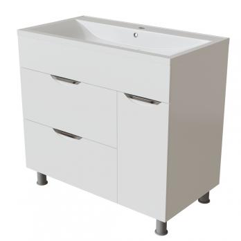 Тумба д/ванной "ЭТЬЕН-90" с бельевой корзиной под раковину Нелли-90 (MIXLINE) (ПВХ)