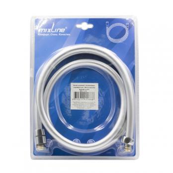 Шланг душевой 150 см имп/кон, силиконовый, серебристый MIXLINE MIX-7-150 ЛЮКС (блистер)