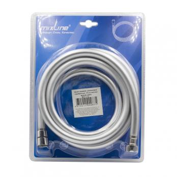 Шланг душевой 175 см имп/кон, силиконовый, серебристый MIXLINE MIX-7-175 ЛЮКС (блистер)