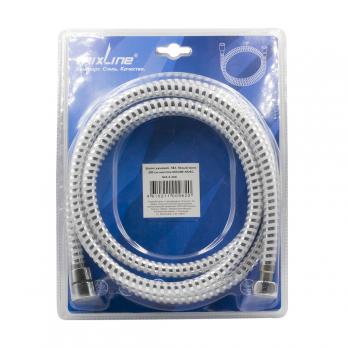 Шланг душевой 200 см имп/кон, ПВХ, белый/хром MIXLINE MIX-5-200 ЛЮКС (блистер)