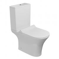 Унитаз-компакт безободковый WAVE STAR гориз, нижн, 2-кн.арм, сид. полипр, м/л, быстр, БЕЛЫЙ глянец