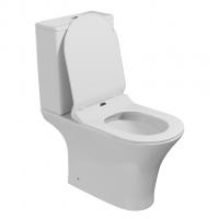 Унитаз-компакт безободковый WAVE STAR гориз, нижн, 2-кн.арм, сид. полипр, м/л, быстр, БЕЛЫЙ глянец
