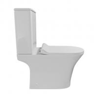 Унитаз-компакт безободковый WAVE STAR гориз, нижн, 2-кн.арм, сид. полипр, м/л, быстр, БЕЛЫЙ глянец