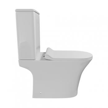 Унитаз-компакт безободковый WAVE STAR гориз, нижн, 2-кн.арм, сид. полипр, м/л, быстр, БЕЛЫЙ глянец