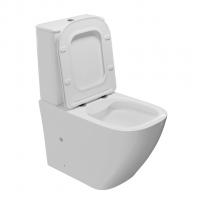 Унитаз-компакт безободковый WAVE QUADRO гориз, нижн, 2-кн.арм, сид. дюропл, м/л, быстр, БЕЛЫЙ глянец
