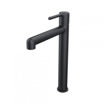 Смеситель для раковины 26к IDDIS AIGBL01i01 "Aiger" высокий, литой, п/гайку ЧЕРНЫЙ матовый