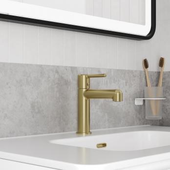 Смеситель для раковины 26к IDDIS AIGMG00i01 "Aiger"литой, п/шпильку ЗОЛОТО матовый