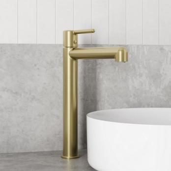 Смеситель для раковины 26к IDDIS AIGMG01i01 "Aiger" высокий, литой, п/гайку  ЗОЛОТО матовый