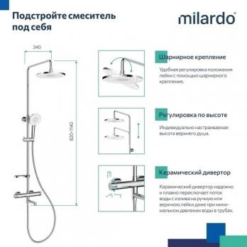 Душевая система термостат Milardo ILSSBTHM06 "Ideal Spa" лейка "Тропический душ" ХРОМ