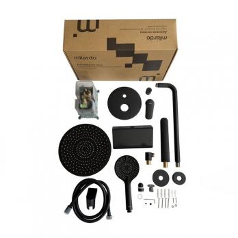 Душевая система 35к Milardo RORBL03M68 "Rora" лейка "Тропический душ", встраиваемая, ЧЕРНЫЙ матовый