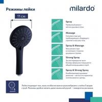Лейка для душа Milardo ILS5FBRM18 "Ideal Spa" D111мм, 5 режимов, ЧЕРНЫЙ матовый, коробка