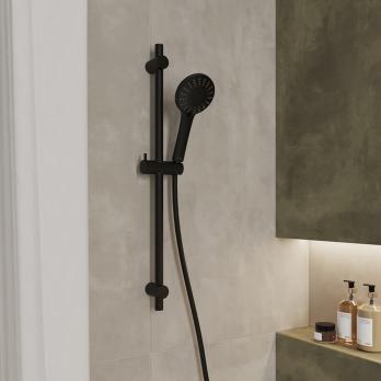 Лейка для душа Milardo ILS5FBRM18 "Ideal Spa" D111мм, 5 режимов, ЧЕРНЫЙ матовый, коробка