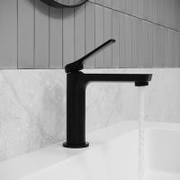 Смеситель для раковины 25к IDDIS PARBL00i01 "Parker" литой, под шпильку, ЧЕРНЫЙ матовый