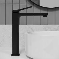 Смеситель для раковины 25к IDDIS PARBL01i01 "Parker" высокий, литой, под гайку, ЧЕРНЫЙ матовый