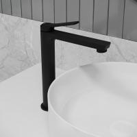 Смеситель для раковины 25к IDDIS PARBL01i01 "Parker" высокий, литой, под гайку, ЧЕРНЫЙ матовый