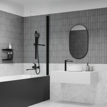 Смеситель для раковины 25к IDDIS PARBL01i01 "Parker" высокий, литой, под гайку, ЧЕРНЫЙ матовый