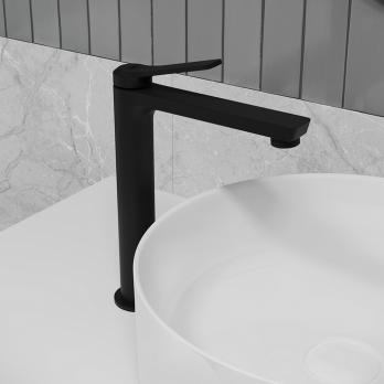 Смеситель для раковины 25к IDDIS PARBL01i01 "Parker" высокий, литой, под гайку, ЧЕРНЫЙ матовый