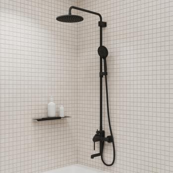 Душевая система 35к IDDIS AIGBL3Fi06 "Aiger" лейка "Тропический душ" ЧЕРНЫЙ матовый