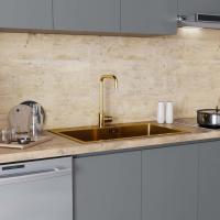 Смеситель для кухни 35k MIXLINE MLSS-0301G трубчатый излив, п/гайку ЗОЛОТО